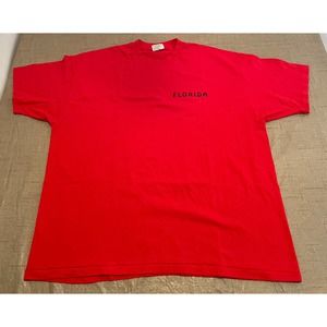 Vintage Single Stitch Florida T-Shirt Red Raccoons Hanes Heavyweight Size XXL